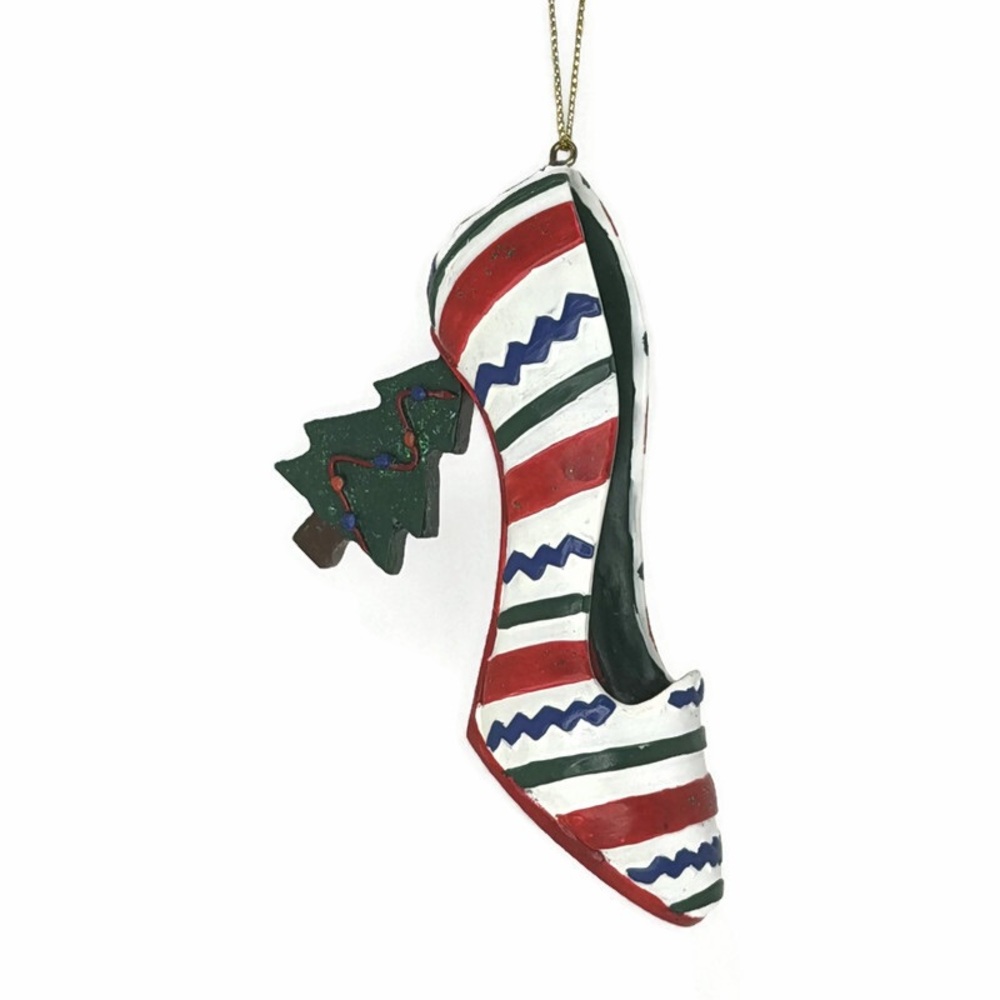 Striped High Heel Ornament with Tree Heel